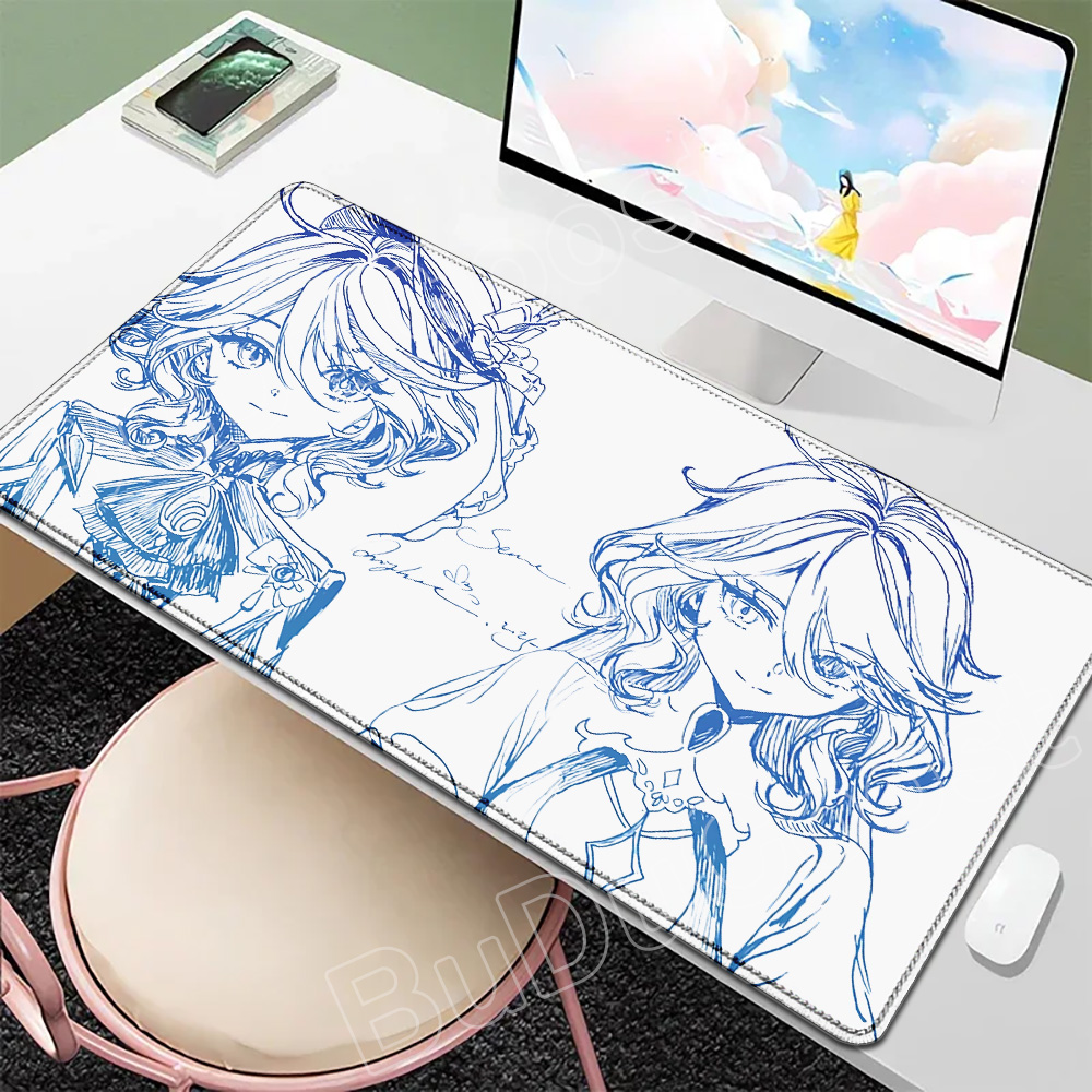 Pc Gaming Drawing - Lijntekening Genshin Impact Furina Focalors Muismat
