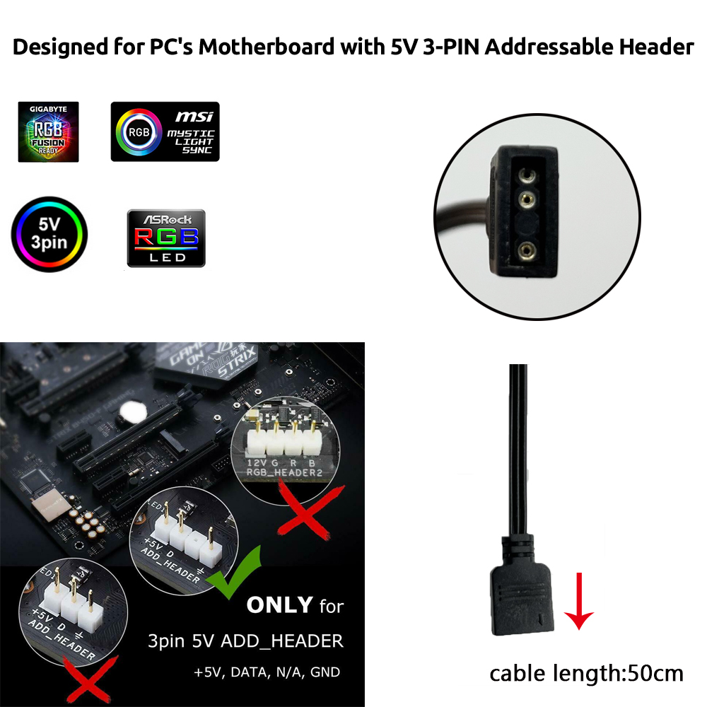 5V ARGB 3-pins header voor Asu - No Rgb Gaming Pc recensie en prijs